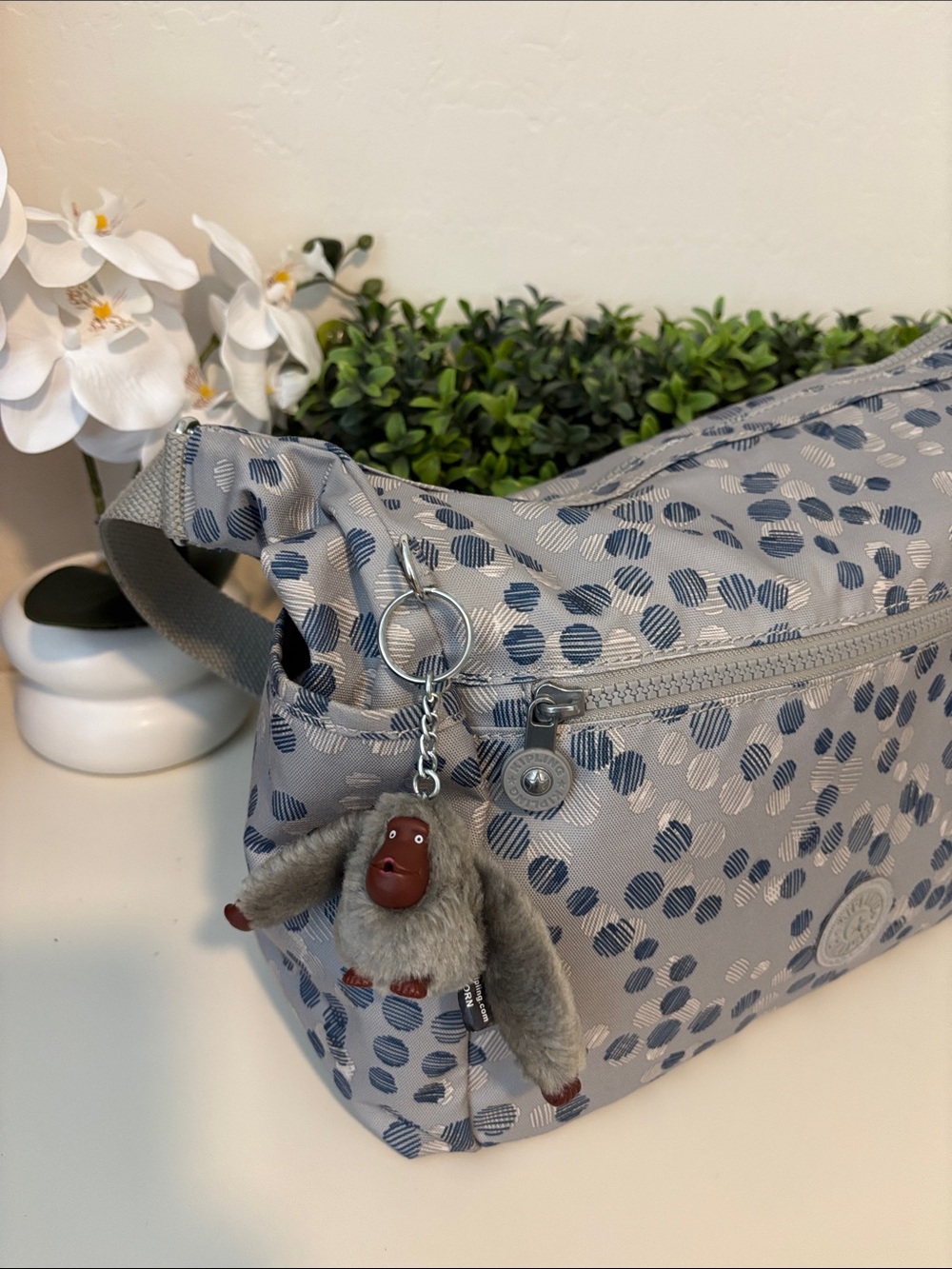 Kipling Women's Gray Blue Dot Nylon Crossbody Bag - Picture 5 of 11